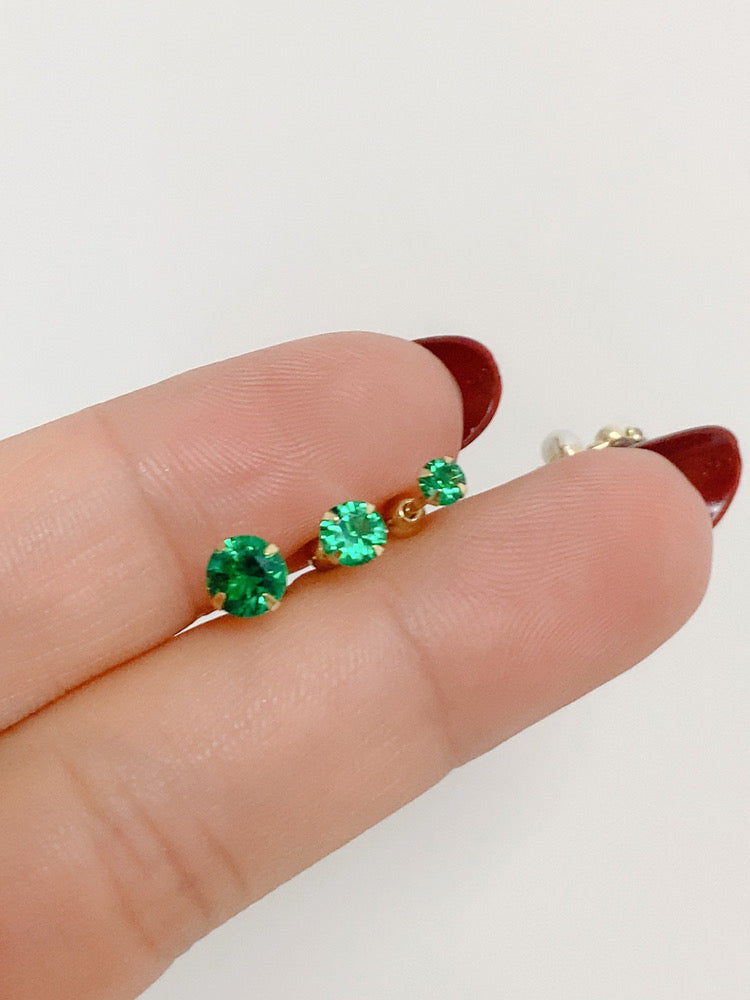 Four Claw Green Gem Stud Earrings