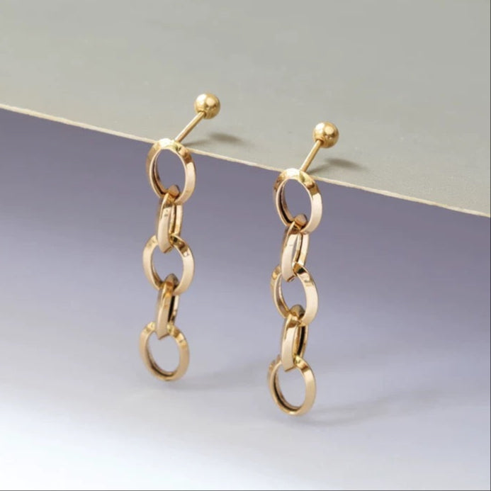 Hanging Chain Links Stud Earrings