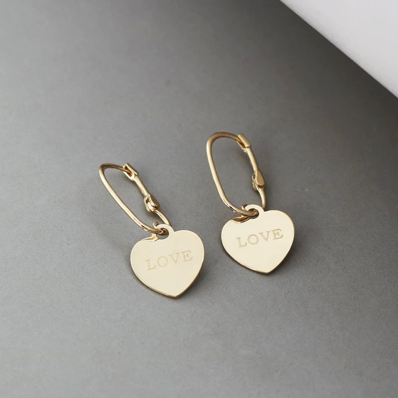 Large Heart Plate Buckle Earrings