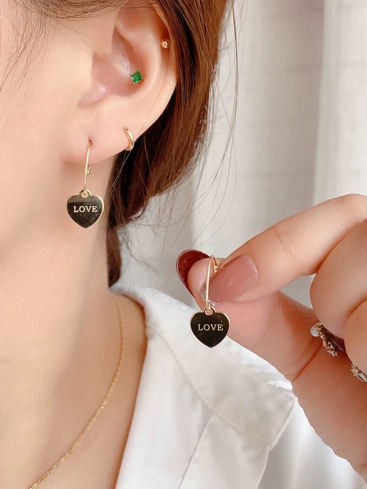Large Heart Plate Buckle Earrings