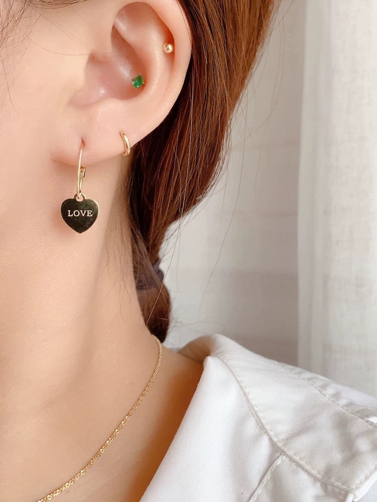 Large Heart Plate Buckle Earrings