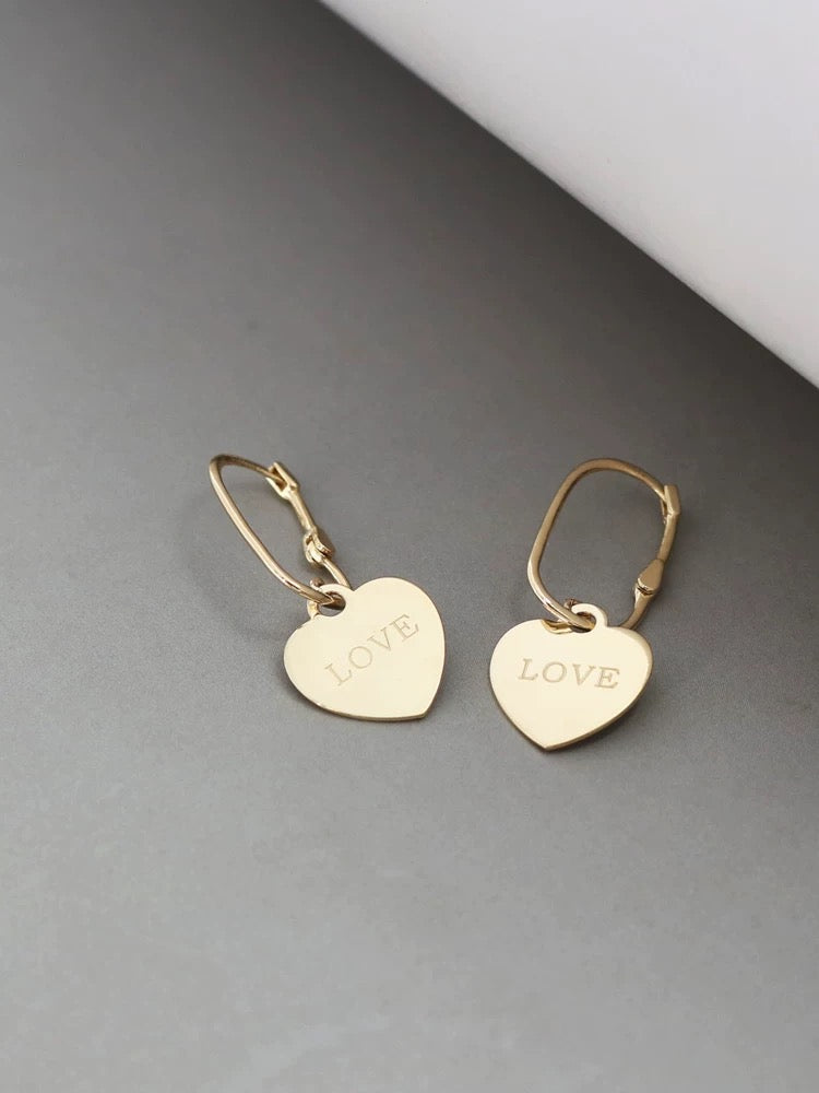 Large Heart Plate Buckle Earrings