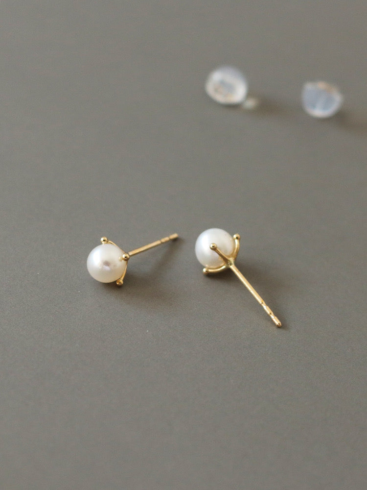 Four Bead Pearl Stud Earrings