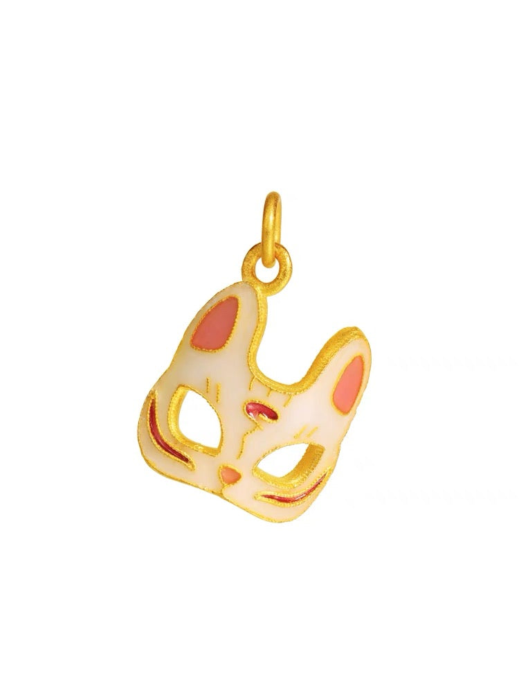 Feline Oni Mask Charm Pendant