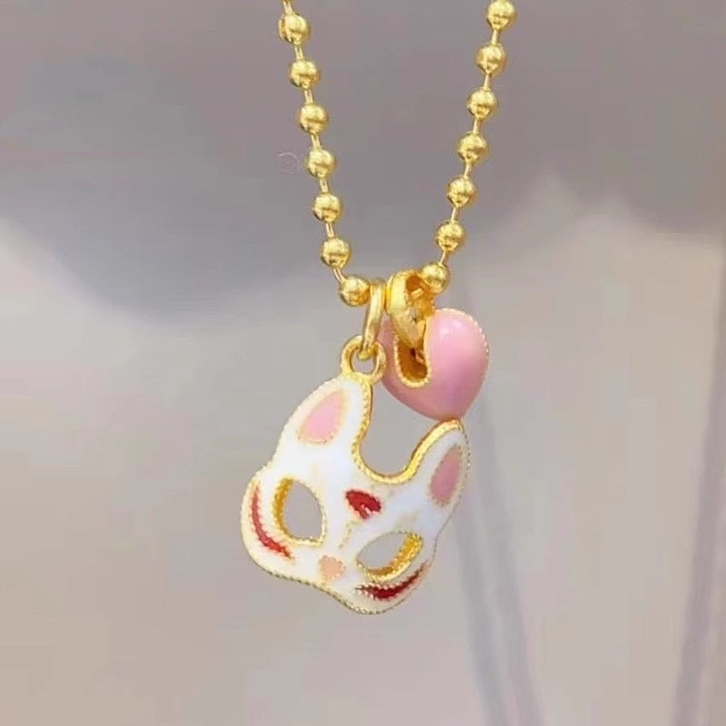 Feline Oni Mask Charm Pendant