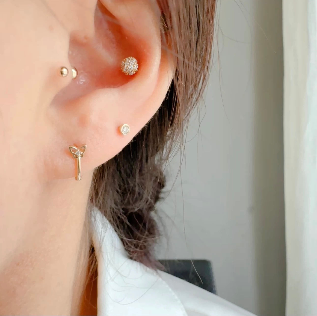 Butterfly Motif Huggie Hoops