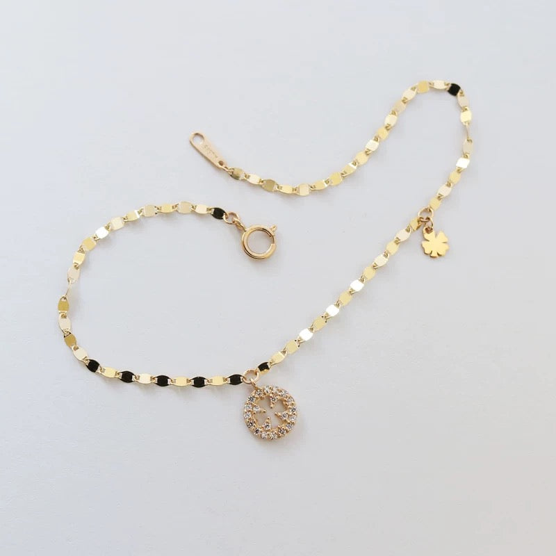 Clover Coin Sequinned Chain Bracelet