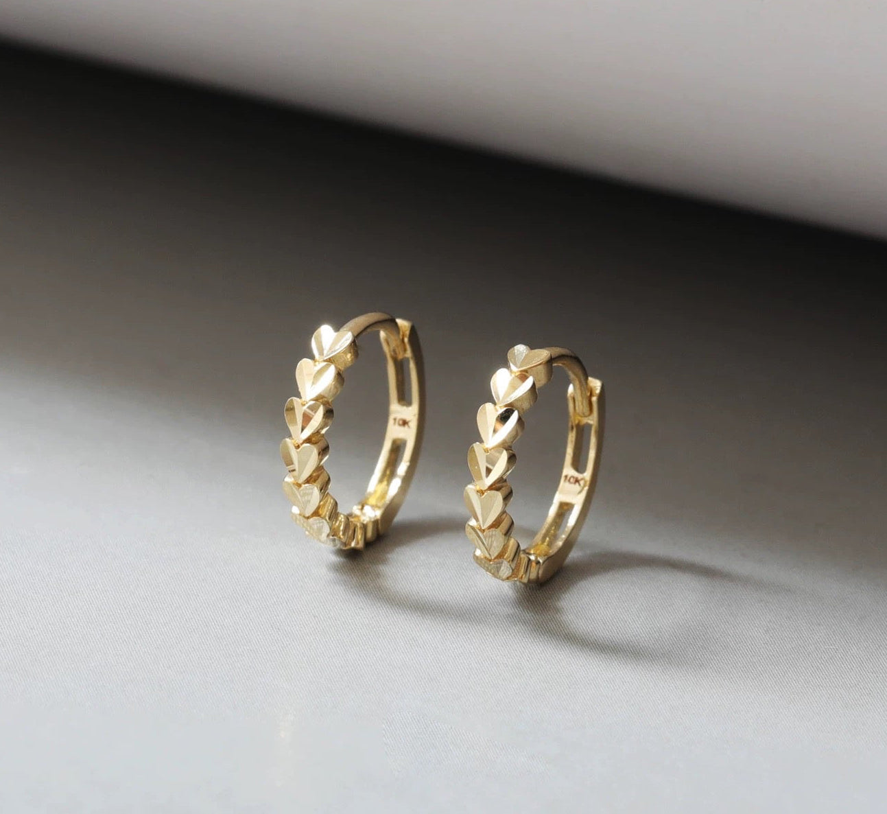 Flutter Hearts Huggie Hoops