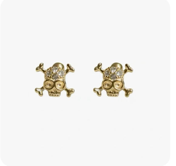 Crystal Pirate Skull Stud Earrings