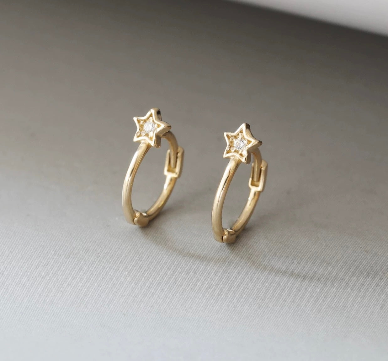 Star Motif Huggie Hoops