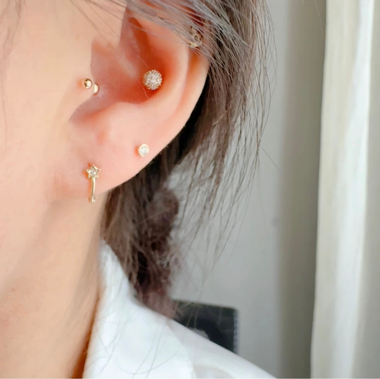 Star Motif Huggie Hoops