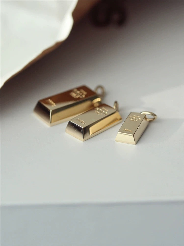 Engraved Gold Bar Charm Pendant