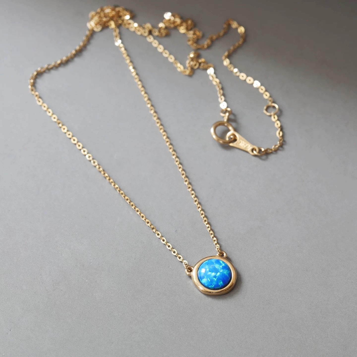 Blue Opal Stone Dish Necklace