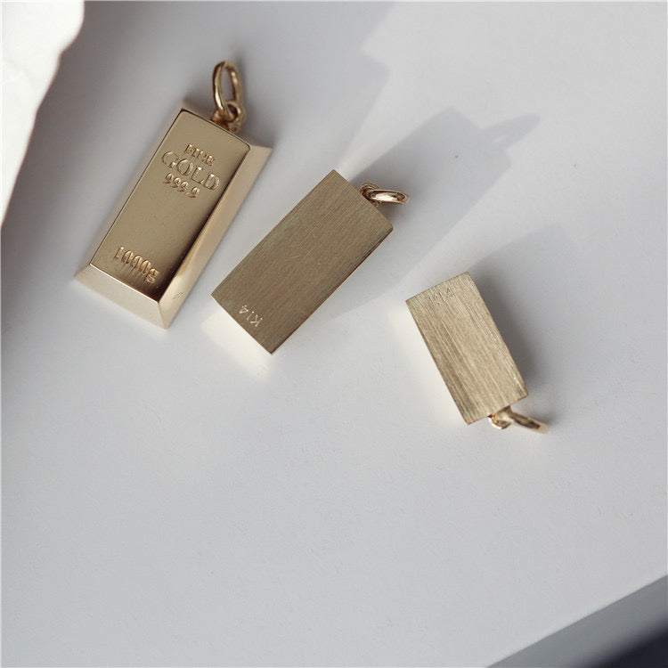 Engraved Gold Bar Charm Pendant