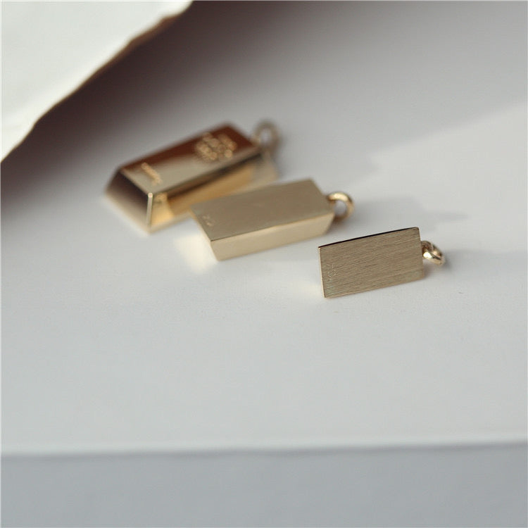 Engraved Gold Bar Charm Pendant