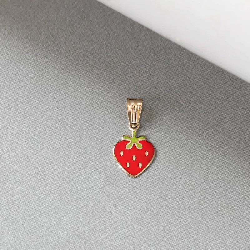 Red Strawberry Heart Charm Pendant