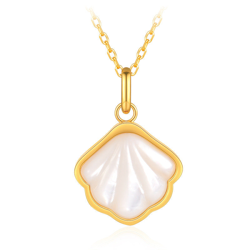 Opal Stone Seashell Charm Pendant