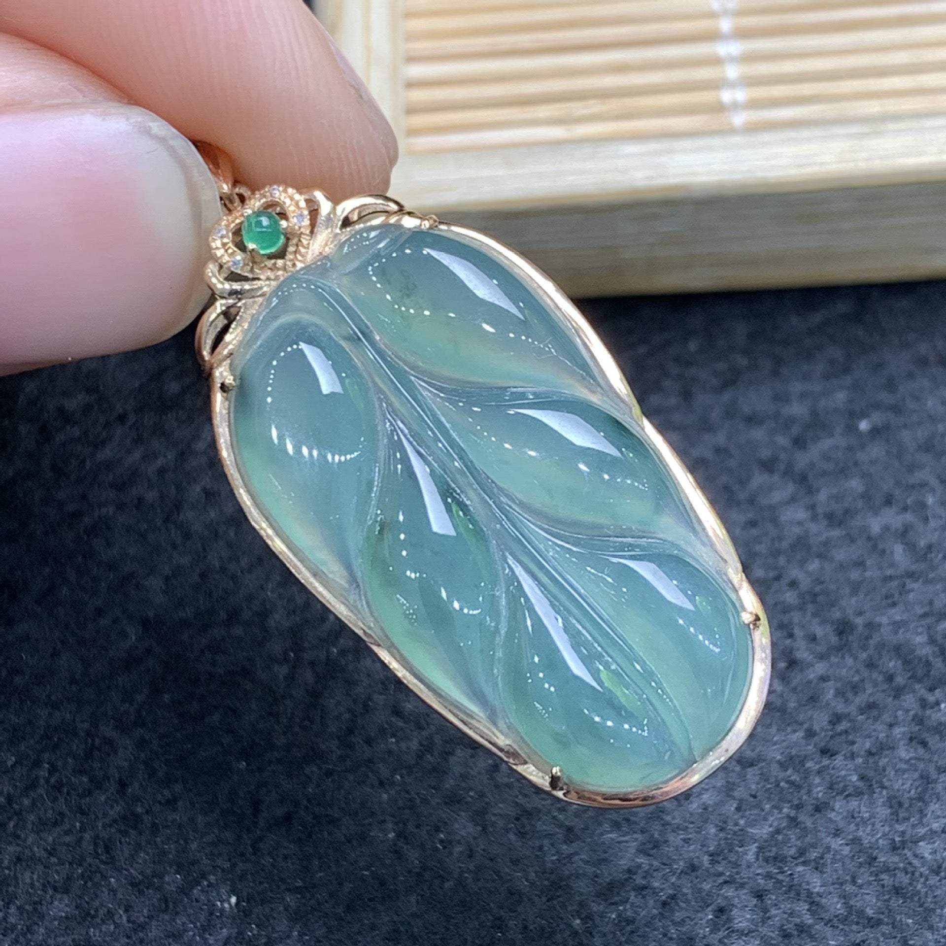 Jadeite Leaf Stone Charm Pendant