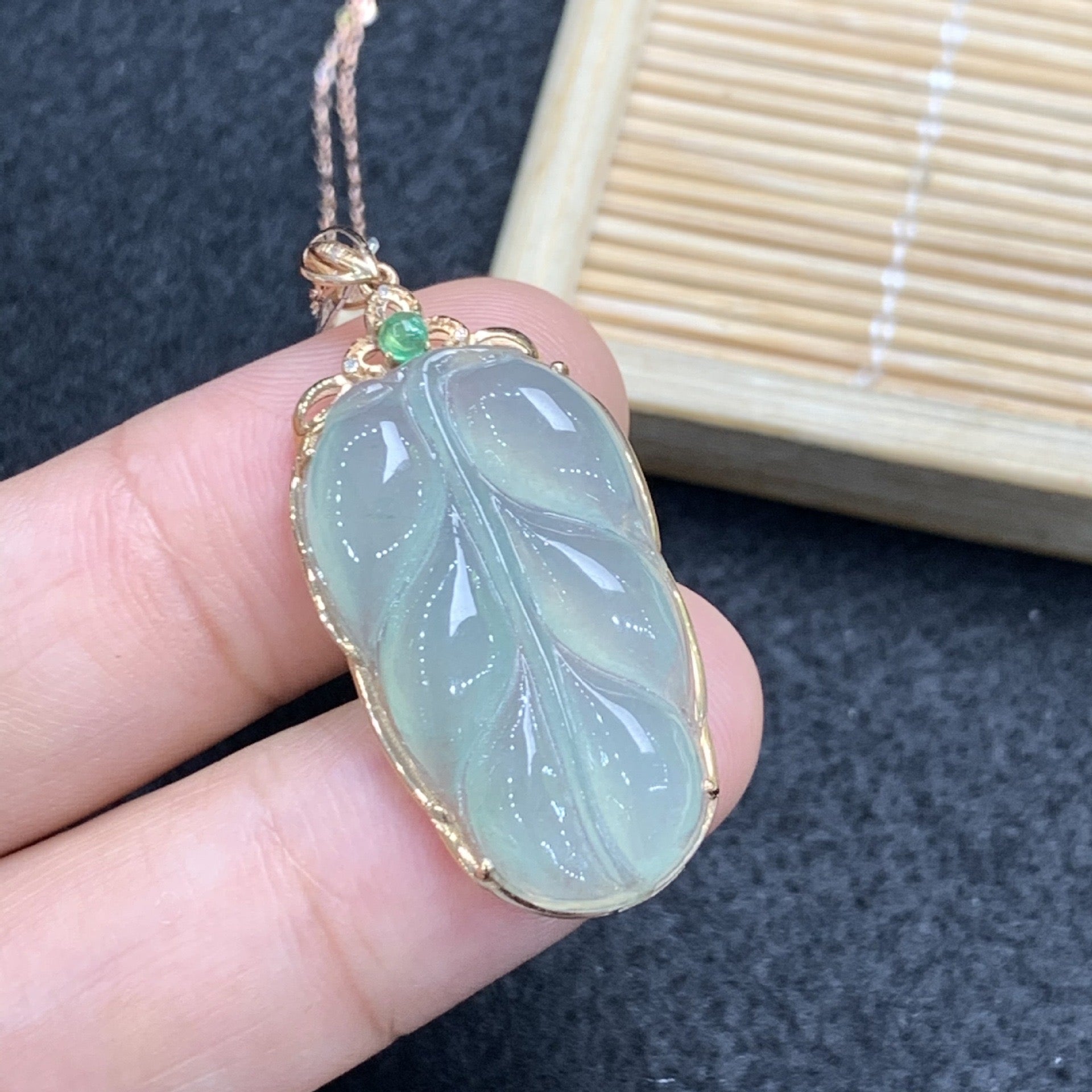 Jadeite Leaf Stone Charm Pendant