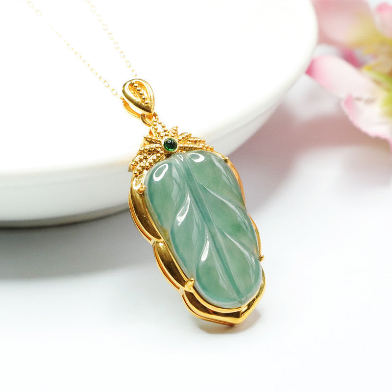 Jadeite Leaf Stone Charm Pendant