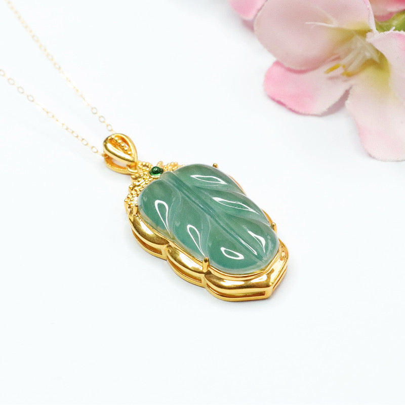 Jadeite Leaf Stone Charm Pendant