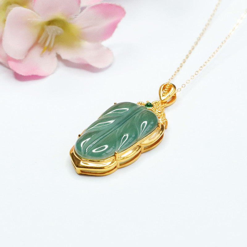 Jadeite Leaf Stone Charm Necklace