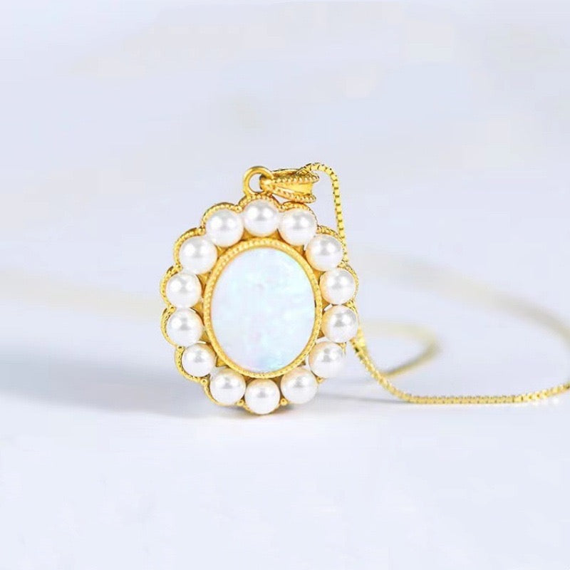 Opal & Pearl Antique Charm Pendant