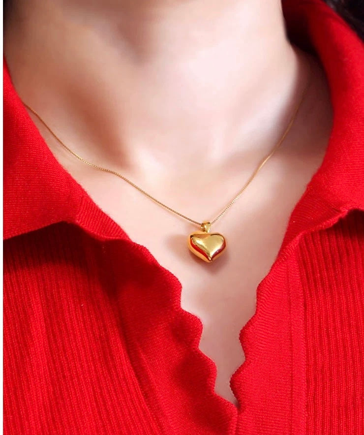 Puff Heart Charm Necklace