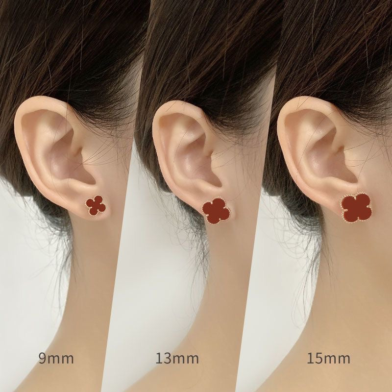 Beaded Clover Agate Stud Earrings