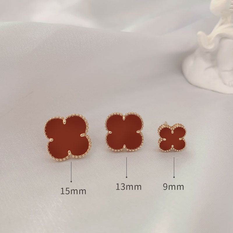 Beaded Clover Agate Stud Earrings