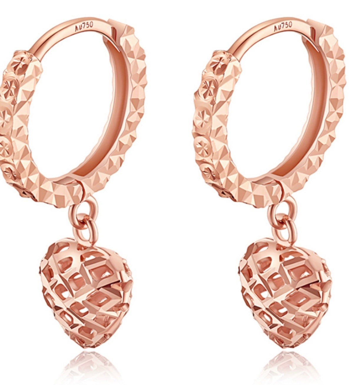 Filigree Lattice Heart Huggie Hoops