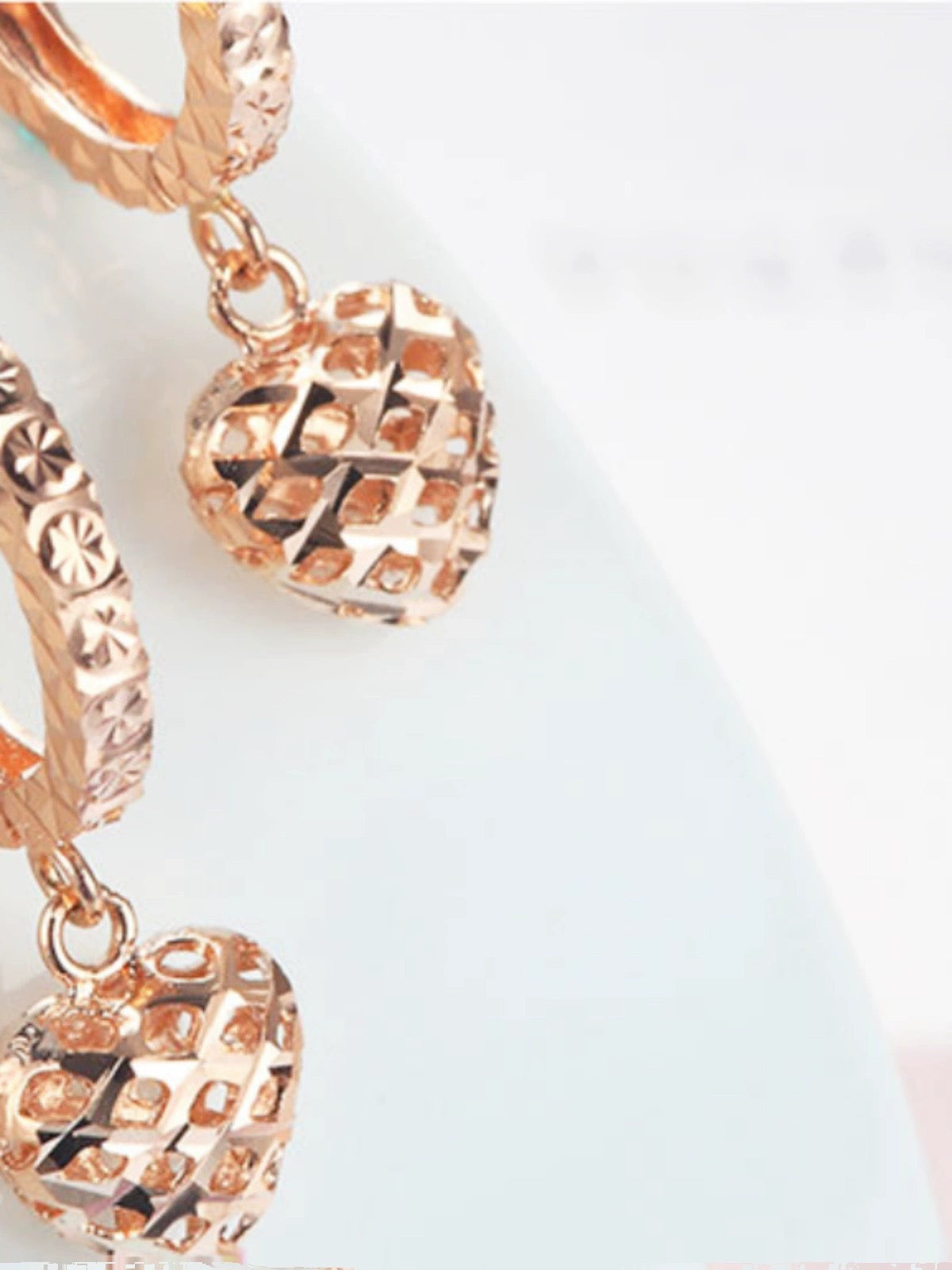 Filigree Lattice Heart Huggie Hoops