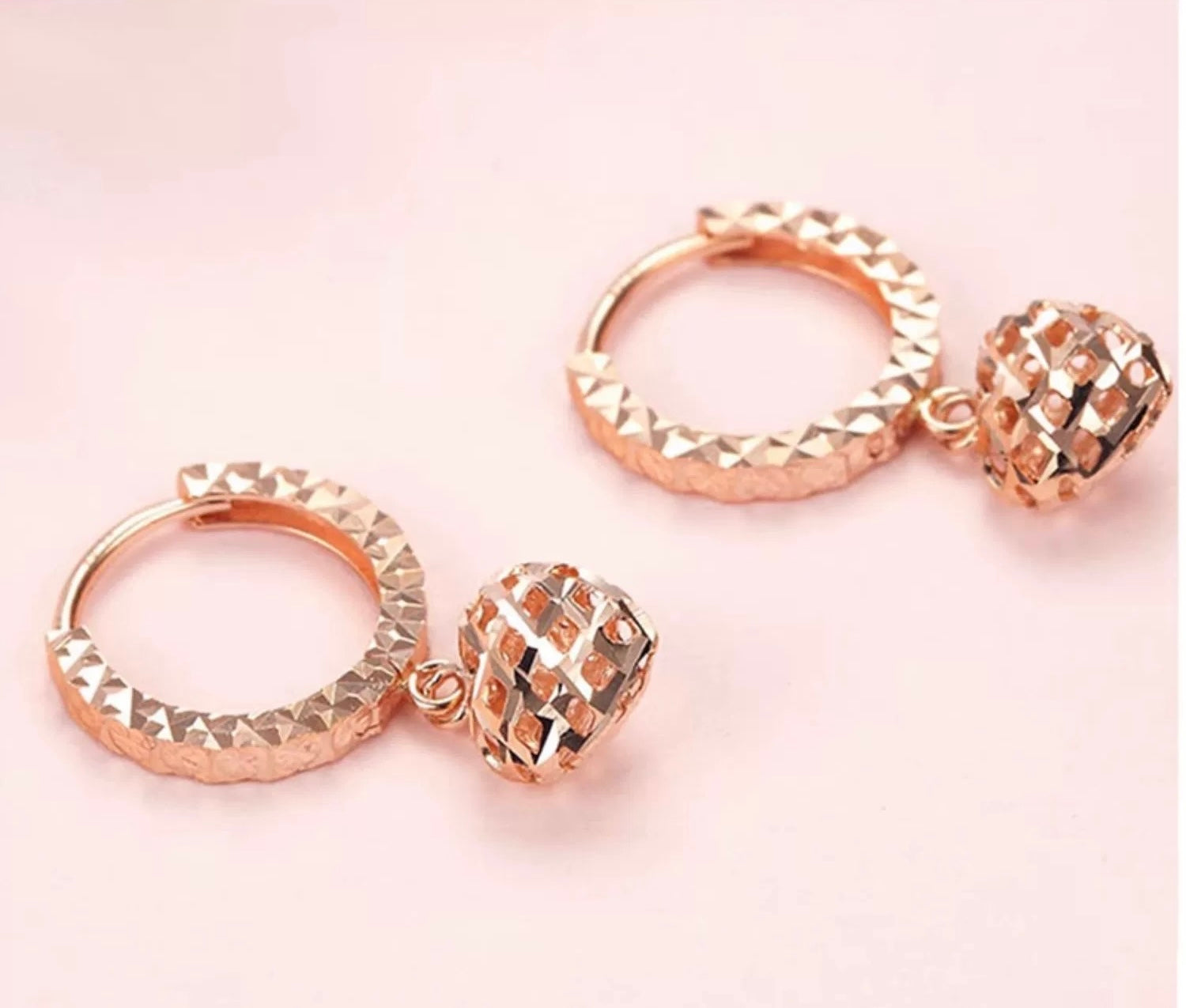 Filigree Lattice Heart Huggie Hoops