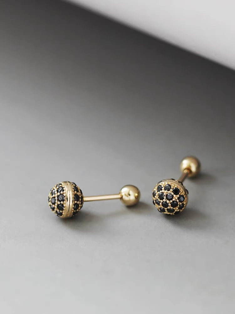 Black Stones Opera Stud Earrings