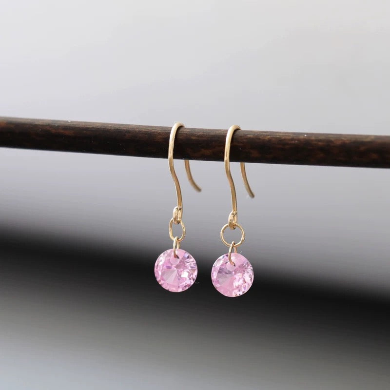 Round Gem Ear Hook Earrings