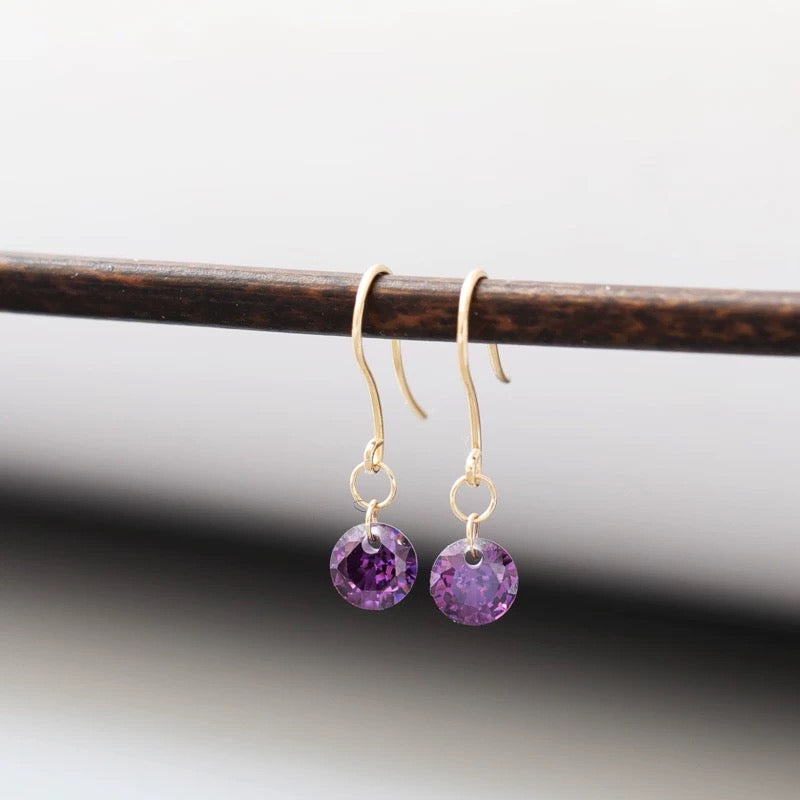 Round Gem Ear Hook Earrings