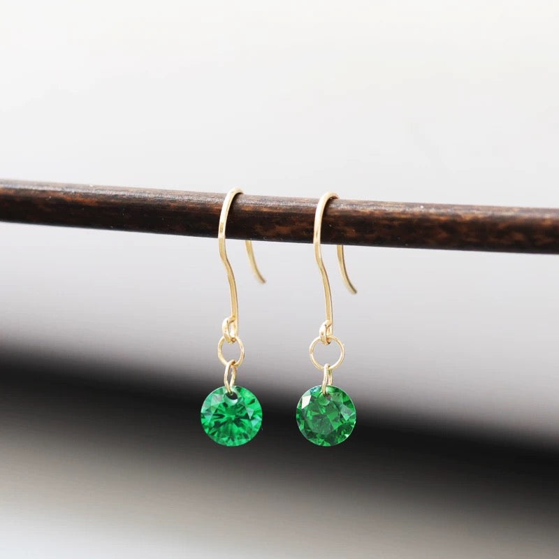 Round Gem Ear Hook Earrings