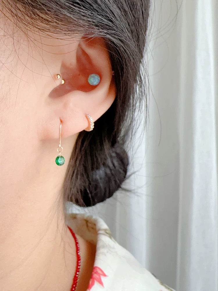 Round Gem Ear Hook Earrings