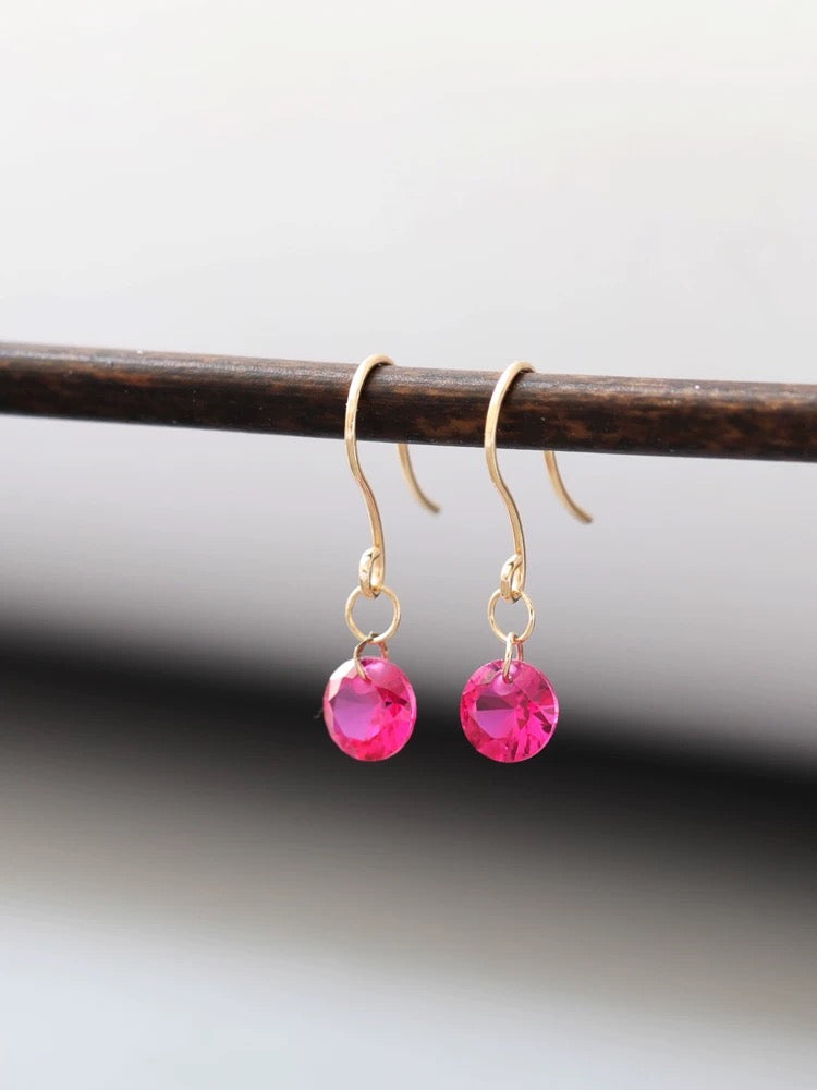 Round Gem Ear Hook Earrings