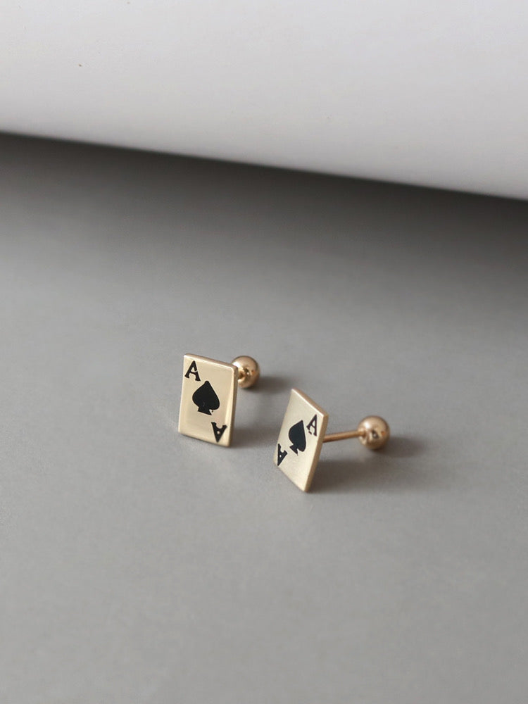 Ace of Spade Card Stud Earrings