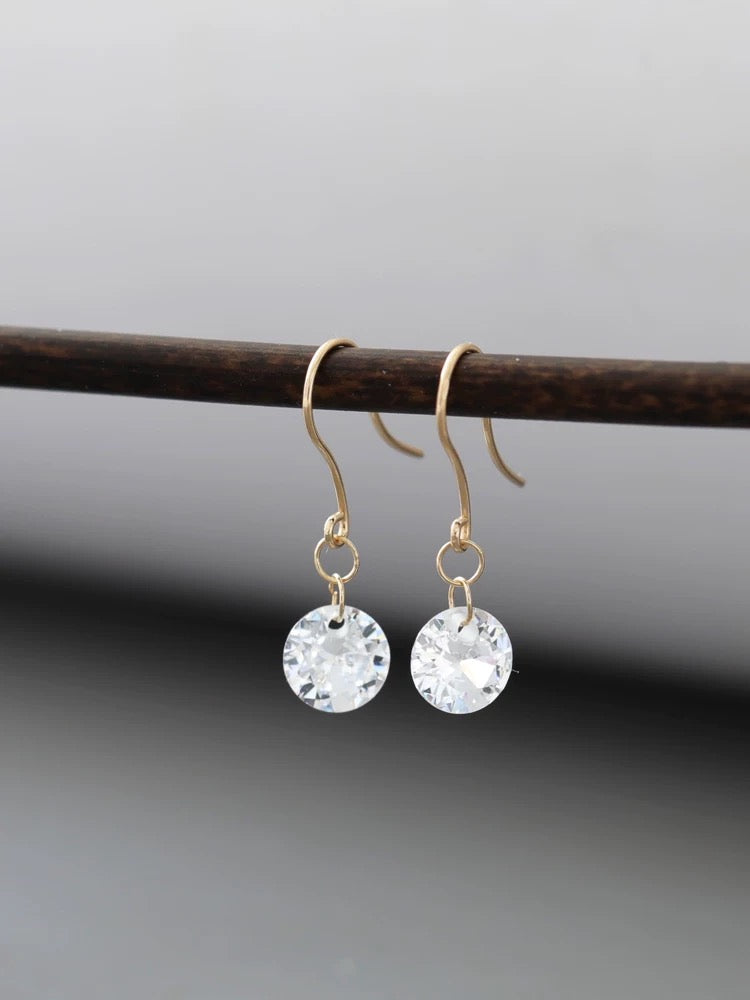 Round Gem Ear Hook Earrings