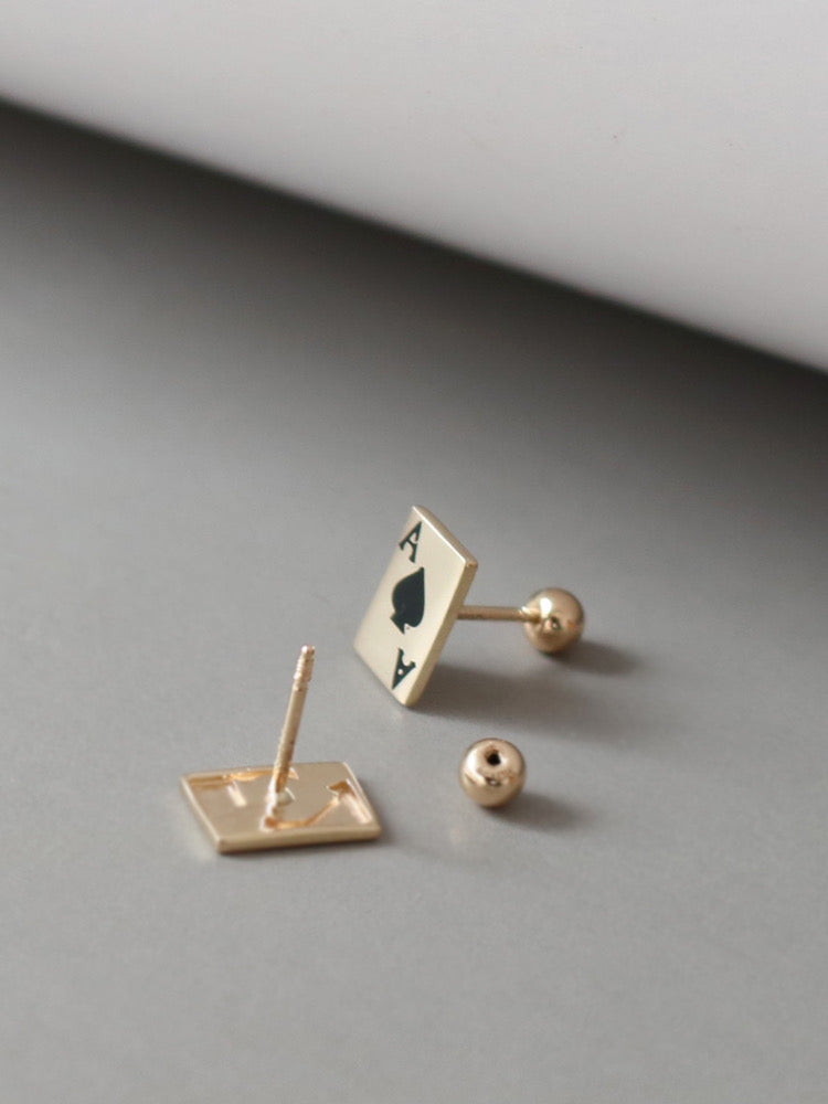 Ace of Spade Card Stud Earrings