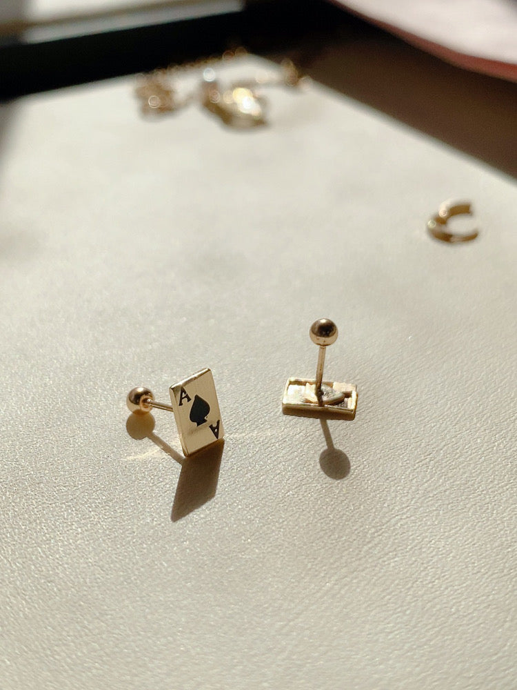 Ace of Spade Card Stud Earrings