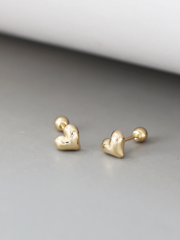 Puff Heart Stud Earrings