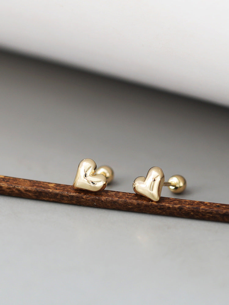 Puff Heart Stud Earrings