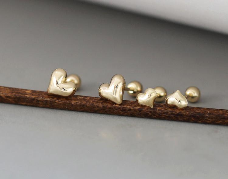 Puff Heart Stud Earrings