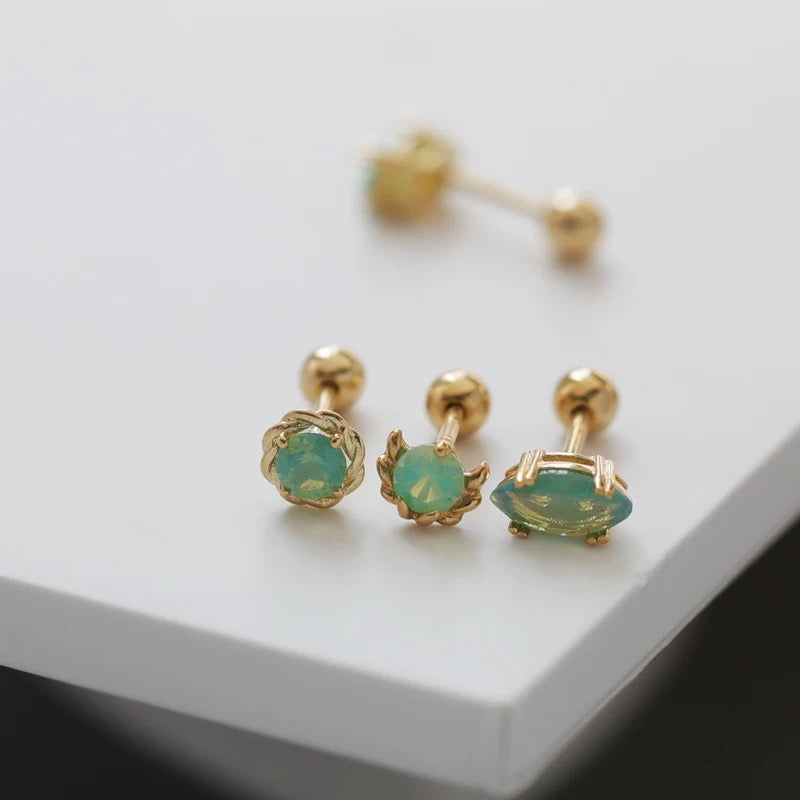 Trio Mint Grecian Stud Earrings