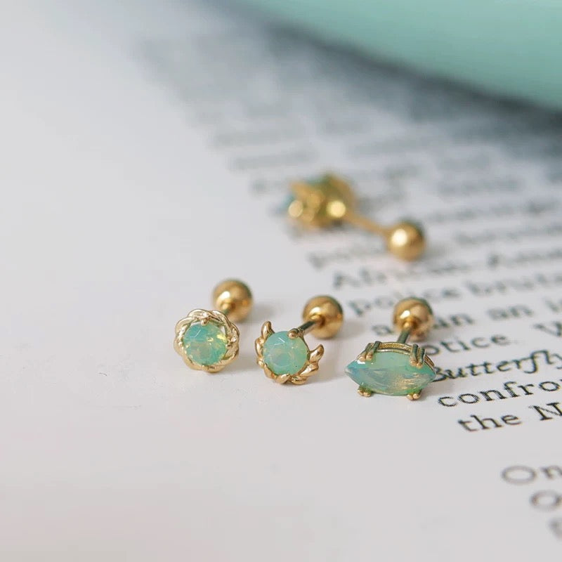 Trio Mint Grecian Stud Earrings