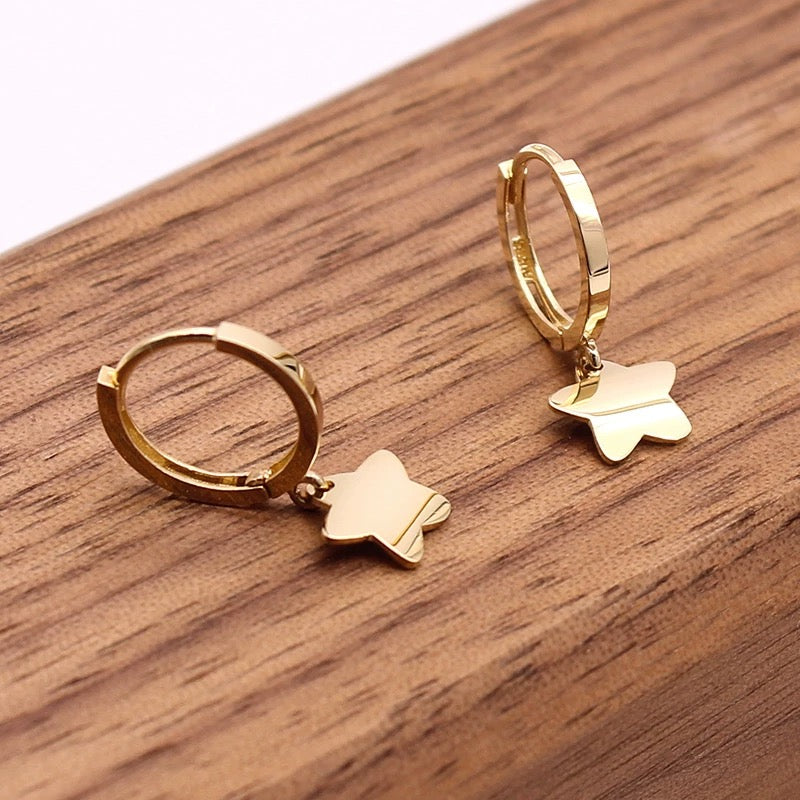 Hanging Flower Star Huggie Hoops