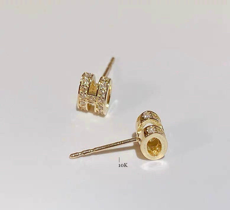 Crystal H Fold Stud Earrings